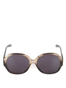 Vjsa8891 Oversized Brown Horn Sunglasses With Intricate Detailing