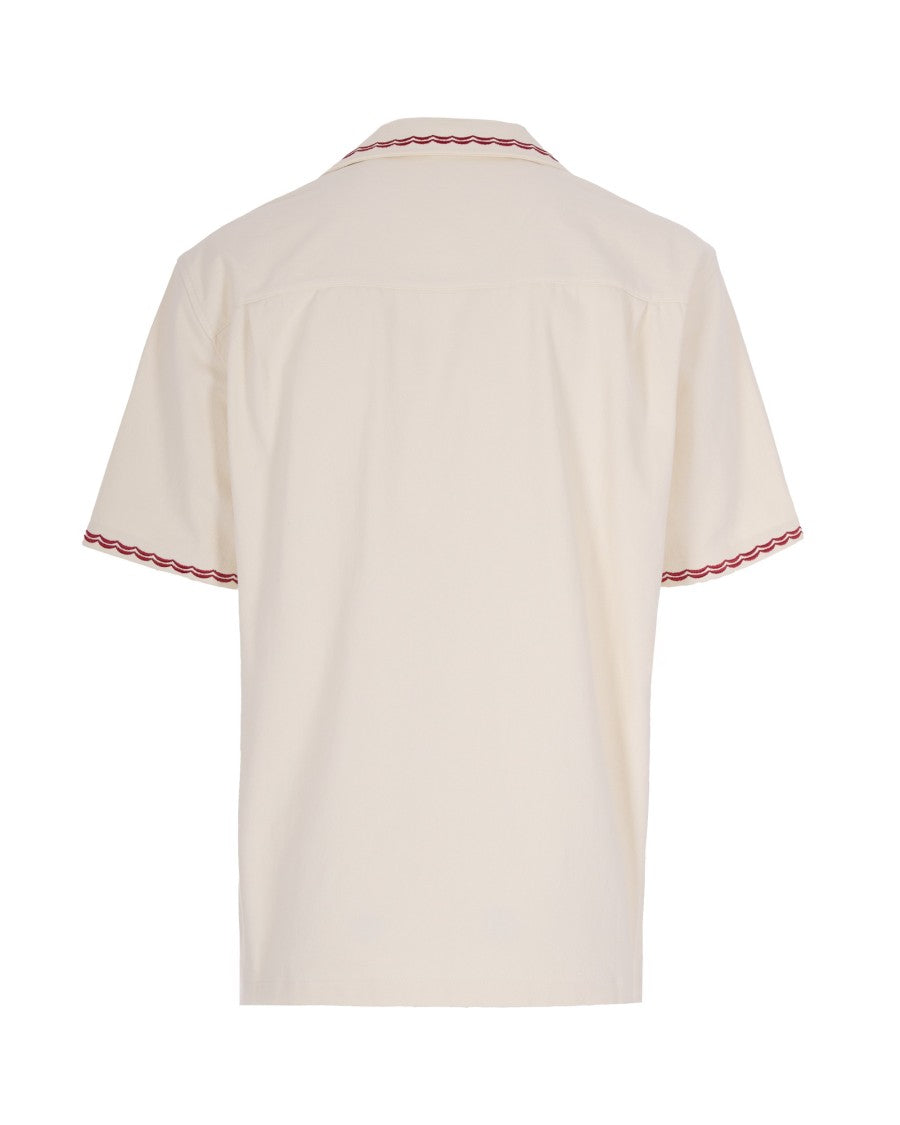 Drôle De Monsieur Short-Sleeved Casual Shirt With Intricate Embroidery