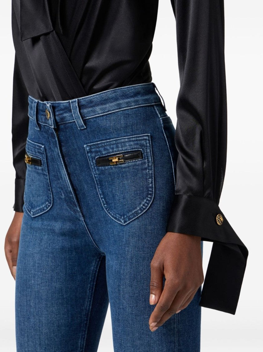 Elisabetta Franchi Deep V-Neck Silk Blend Bodysuit