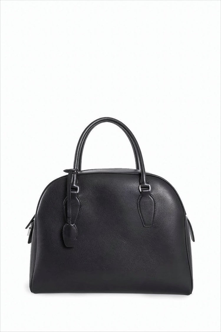 The Row Structured Black Calf Leather Tote Bag