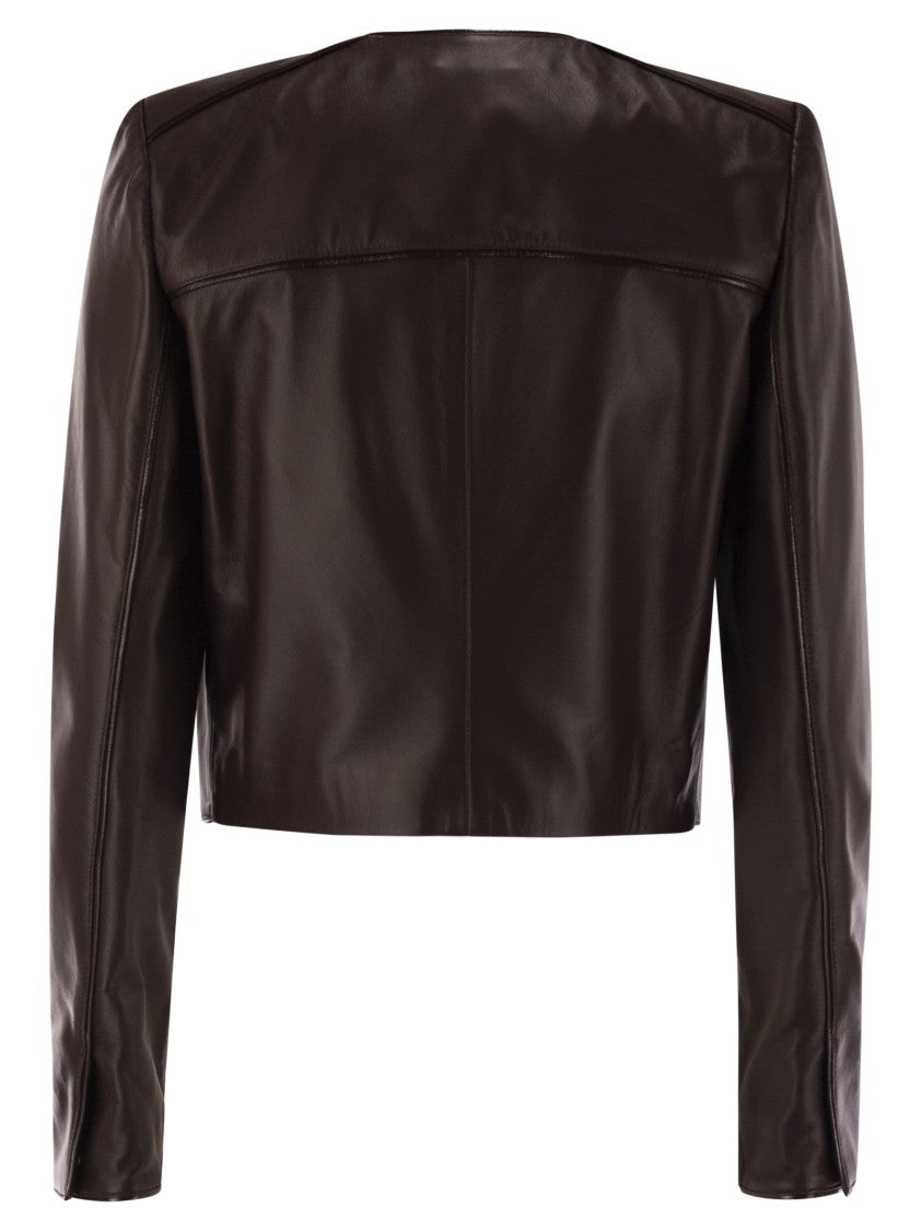 Elisabetta Franchi Leather Jacket With Vinyl Details