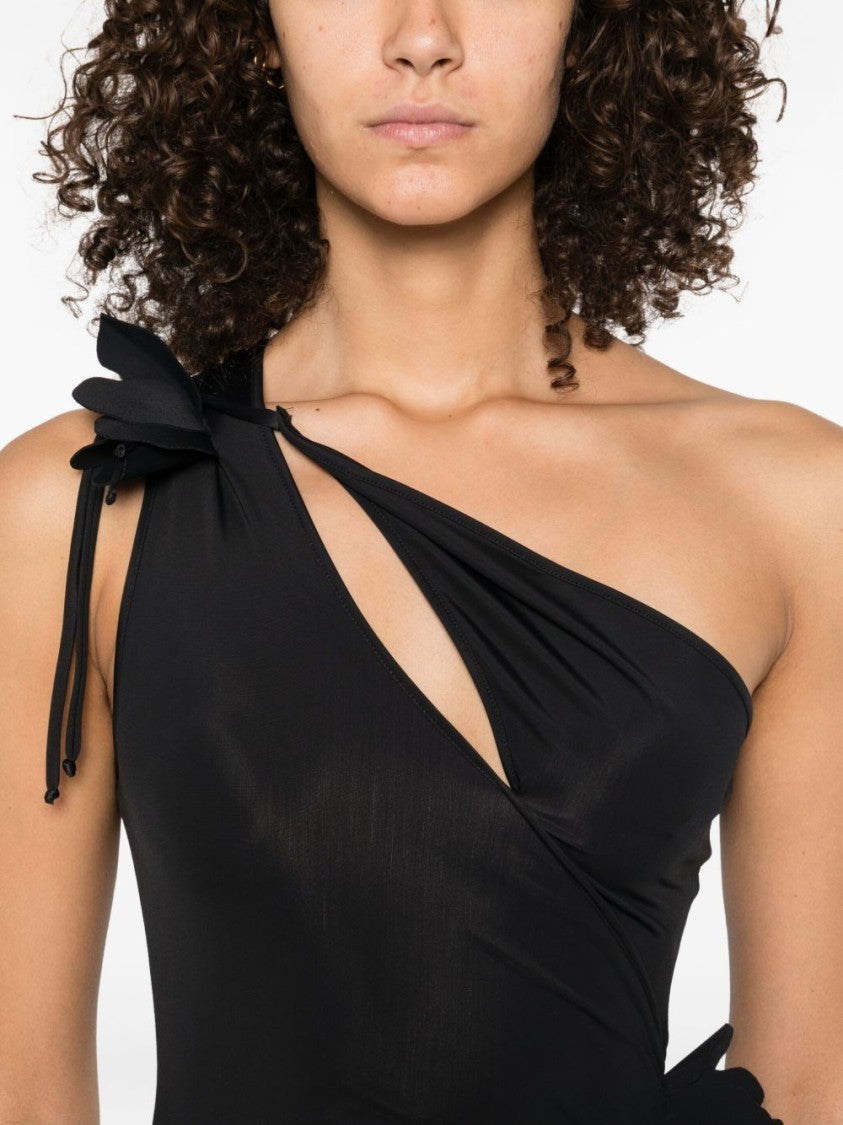 Coperni Asymmetric Black Stretch Jersey Gown