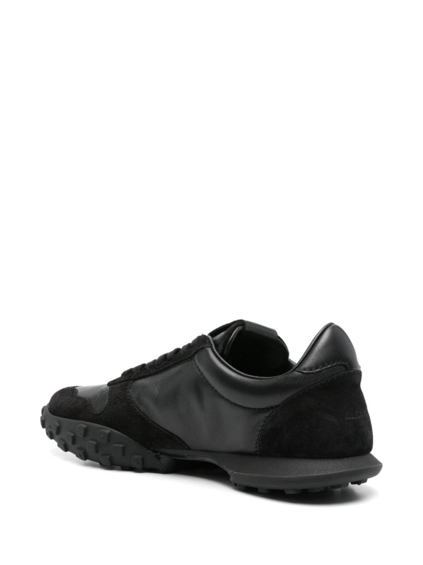 Jil Sander Black Leather Sneakers With Suede Inserts