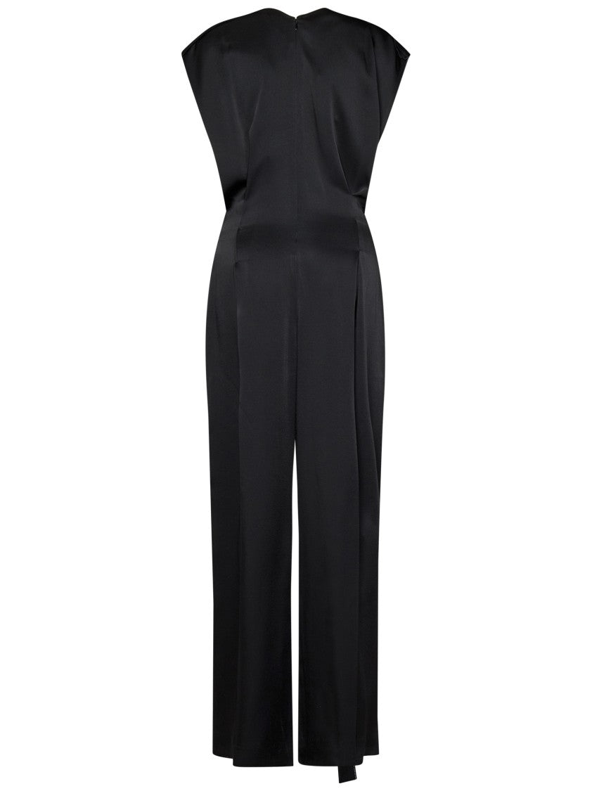Victoria Beckham Deep V-Neck Black Jumpsuit With Cinched Waist