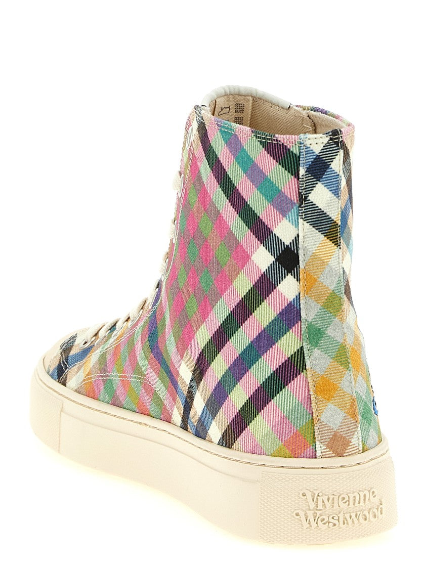 Vivienne Westwood Heather Tartan High-Top Sneakers With Embroidered Orb Logo