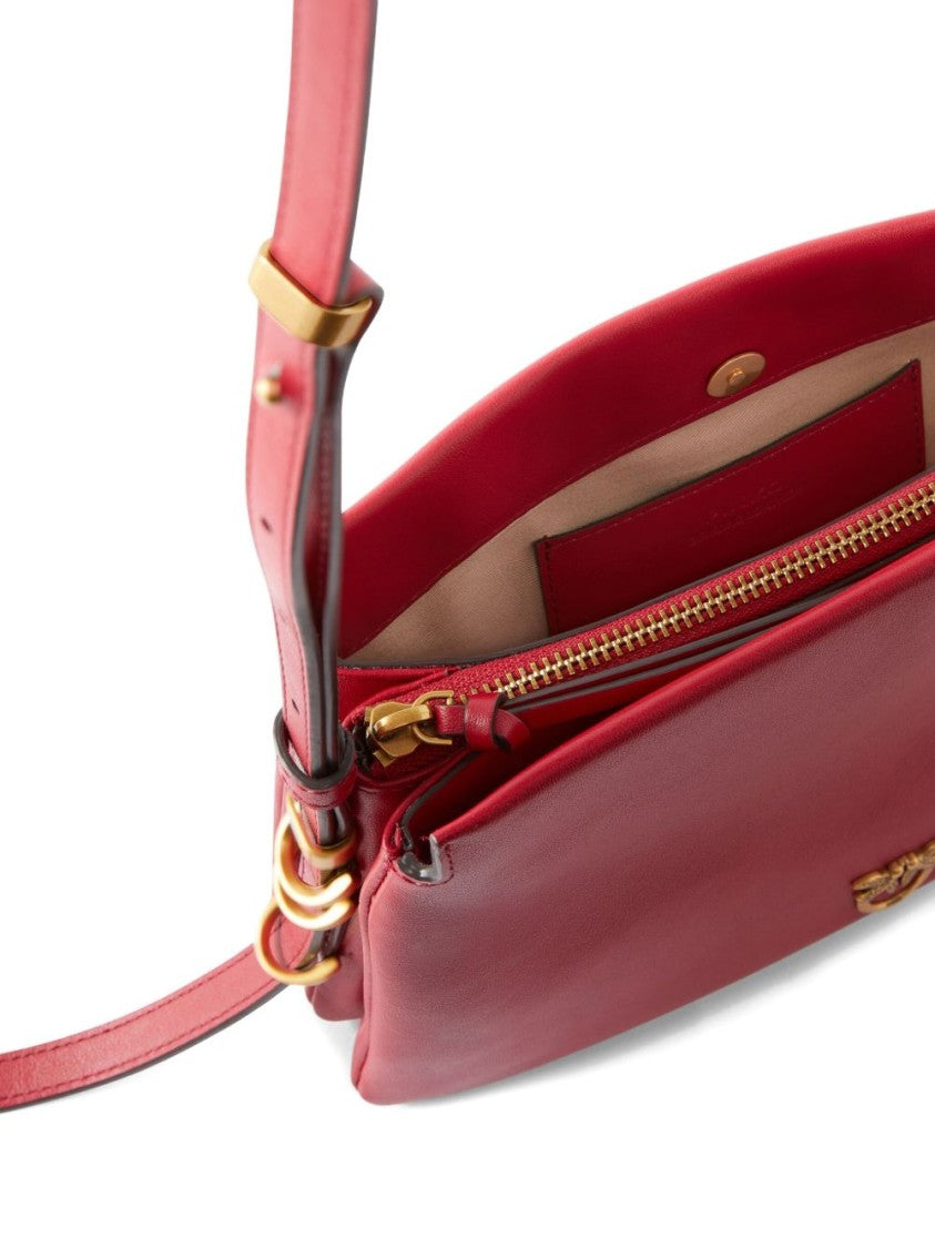 Pinko Calfskin Shoulder Bag In Radiant Red