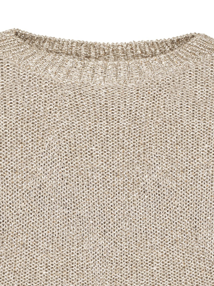 Max Mara Loose-Knit Top With Metallic Sheen And Cropped Length