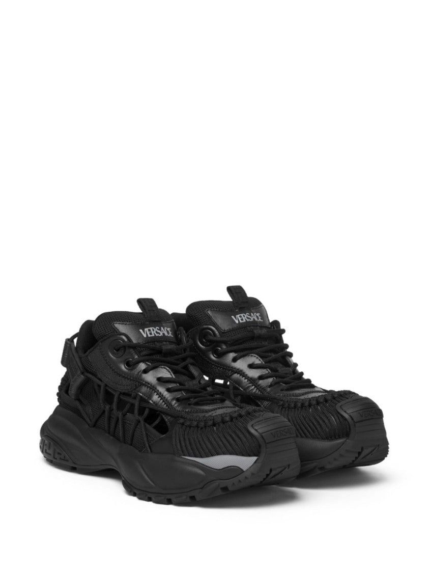 Versace Black Panelled Sneakers With Cut-Out Detailing
