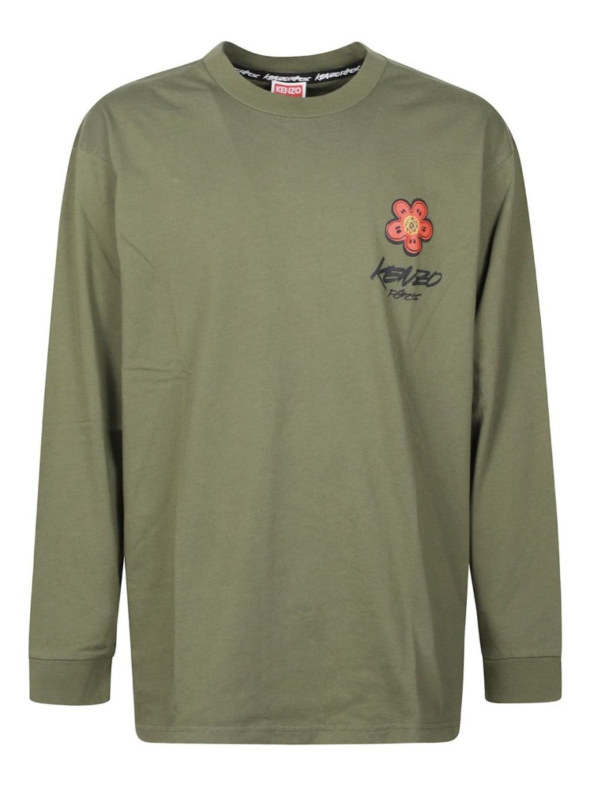 Kenzo Boke Flower Motif Long-Sleeved T-Shirt With Logo Lettering