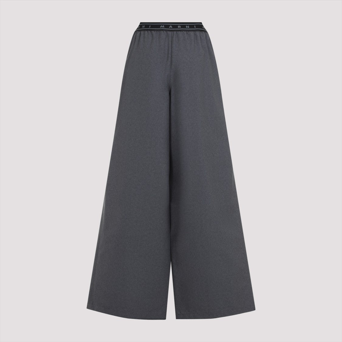 Marni Grey Elastic Waistband Wide-Leg Trousers