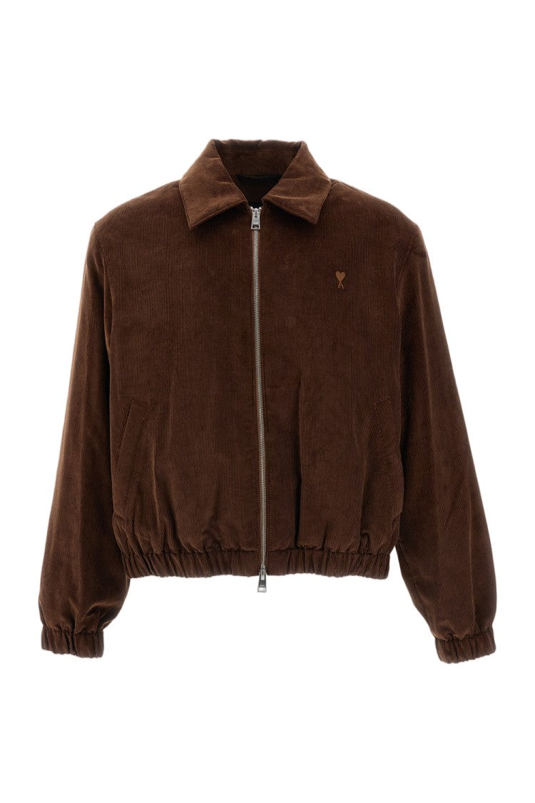 Ami Paris Brown Ami De Coeur Corduroy Padded Jacket