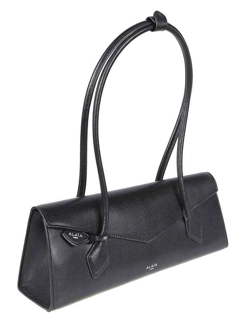 Alaïa Elongated Black Goat Leather Bag With Round Handles