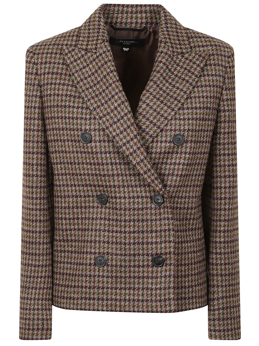 Max Mara Houndstooth Wool Blend Blazer