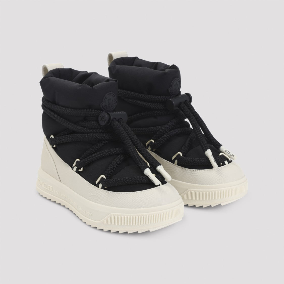 Moncler High-Top Black Boots With Rope-Like Laces