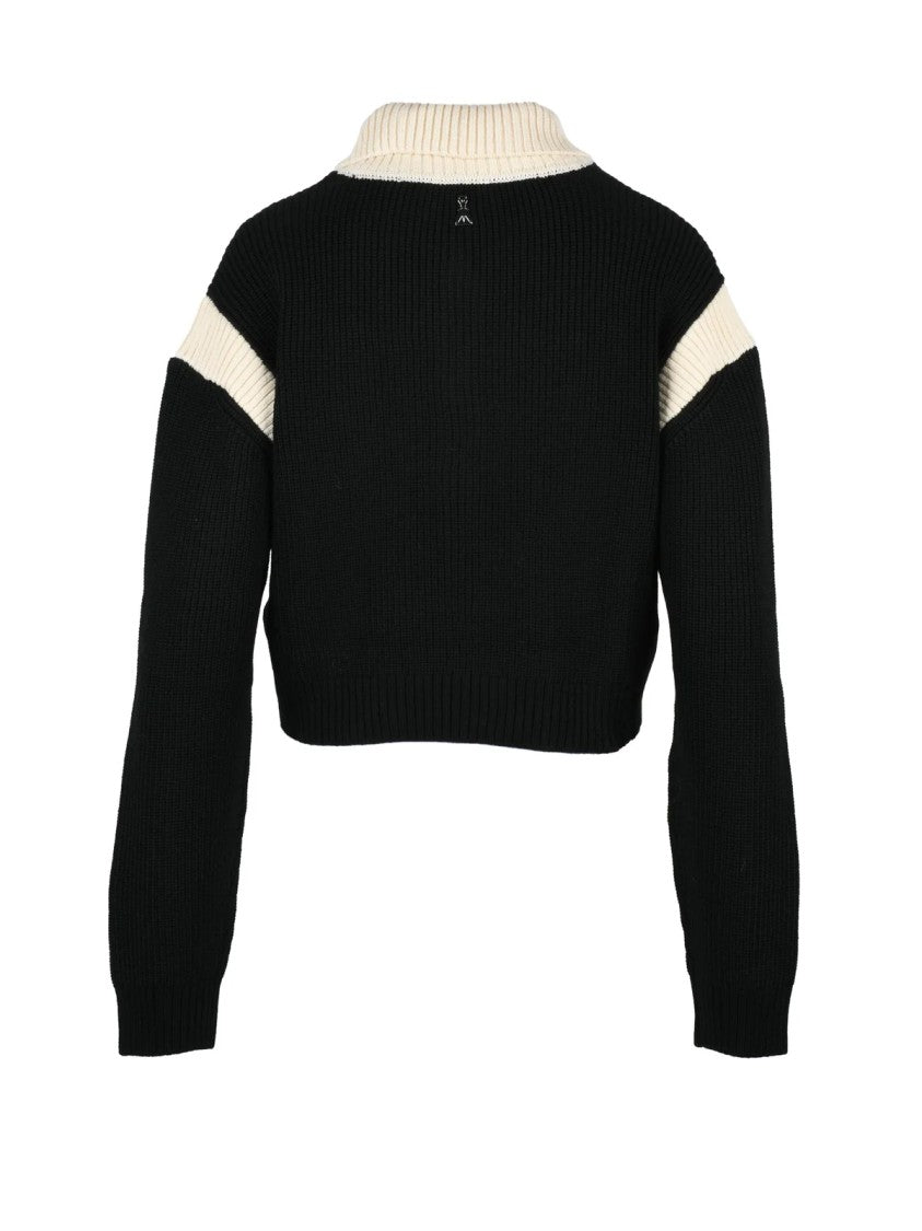 Patrizia Pepe Ribbed Knit Polo Shirt With Classic Collar And Contrasting Accents