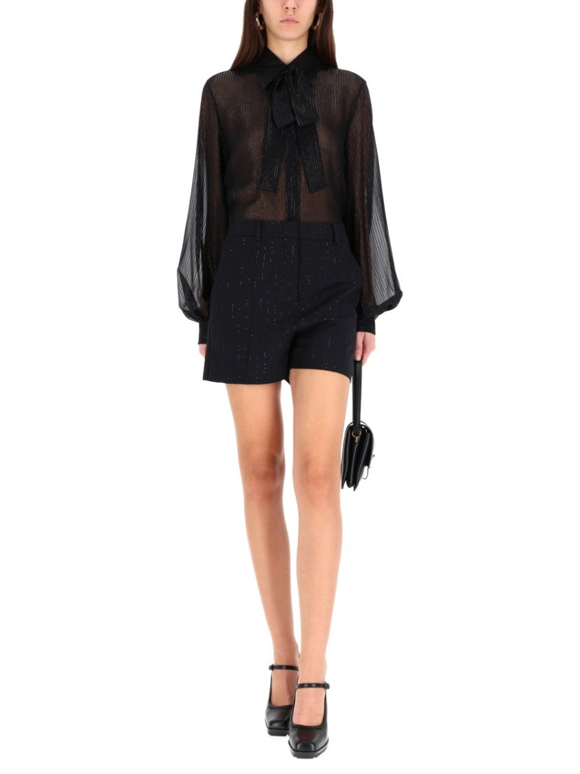 Max Mara Sheer Bow Tie Silk-Blend Blouse