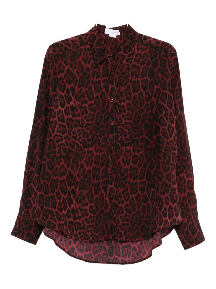 Stella Mccartney Silk Animal Print Shirt With Curved Hem