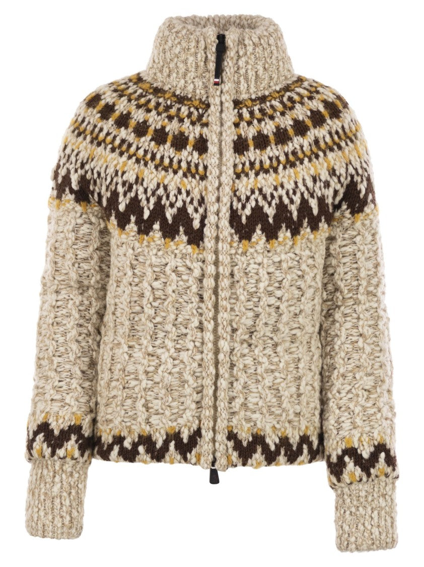Moncler Grenoble Girose Cardigan With Zip In Wool Blend