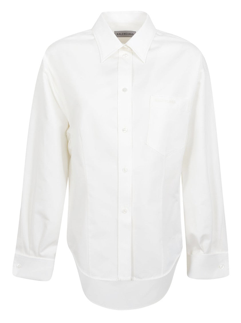 Balenciaga Cocoon Silhouette Shirt In Silk Poplin And Cotton Organdy