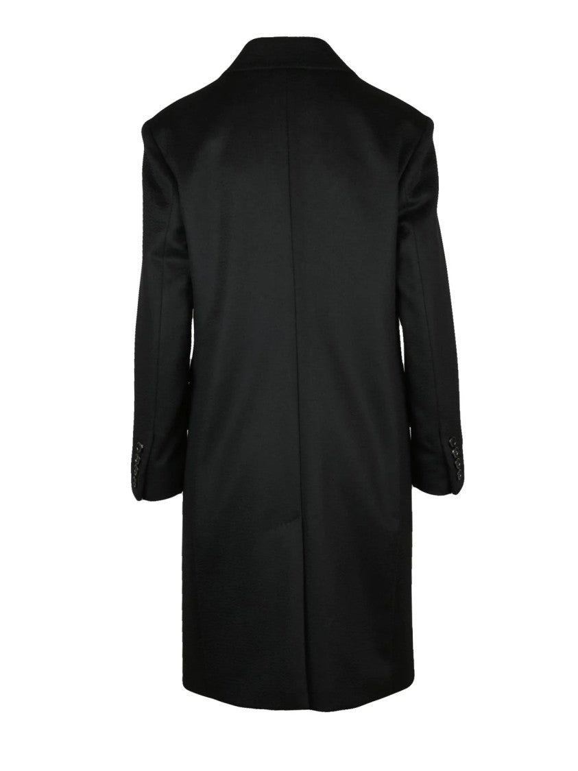 Max Mara Double-Breasted Black Camel Coat With Tailored Fit And Iconic Design