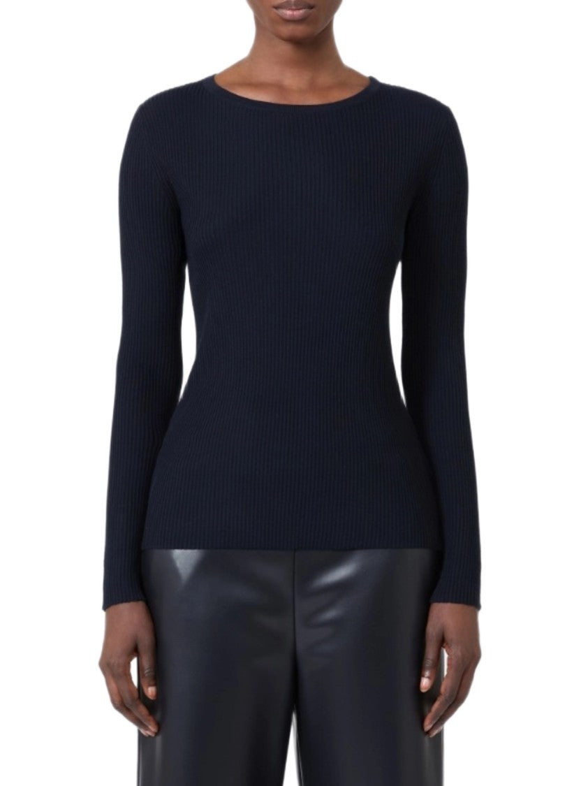 Max Mara Fitted Long-Sleeved Top With Ribbed Texture And Button Cuffs