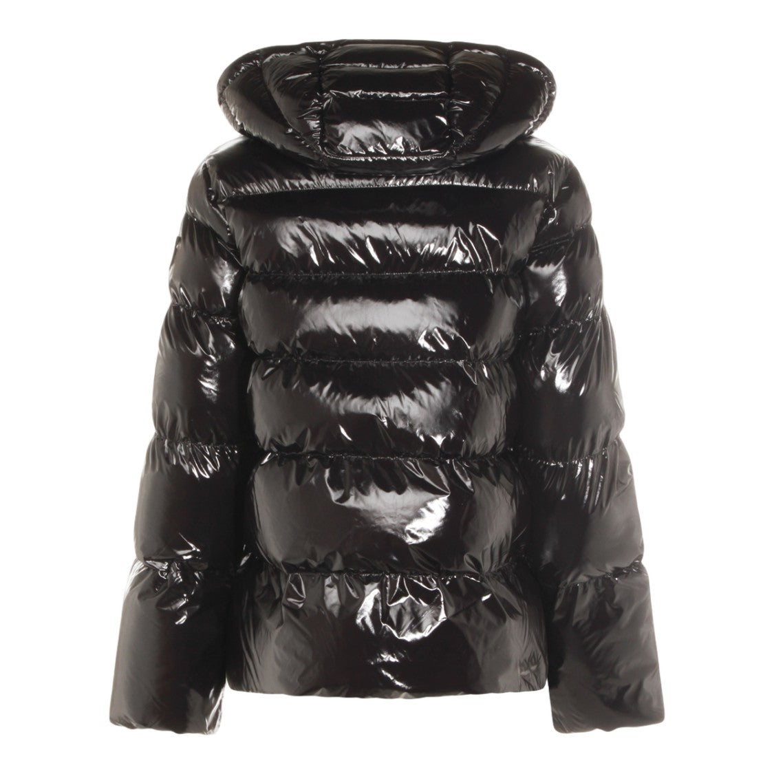Pinko Glossy Black Puffer Jacket With Quilted Design
