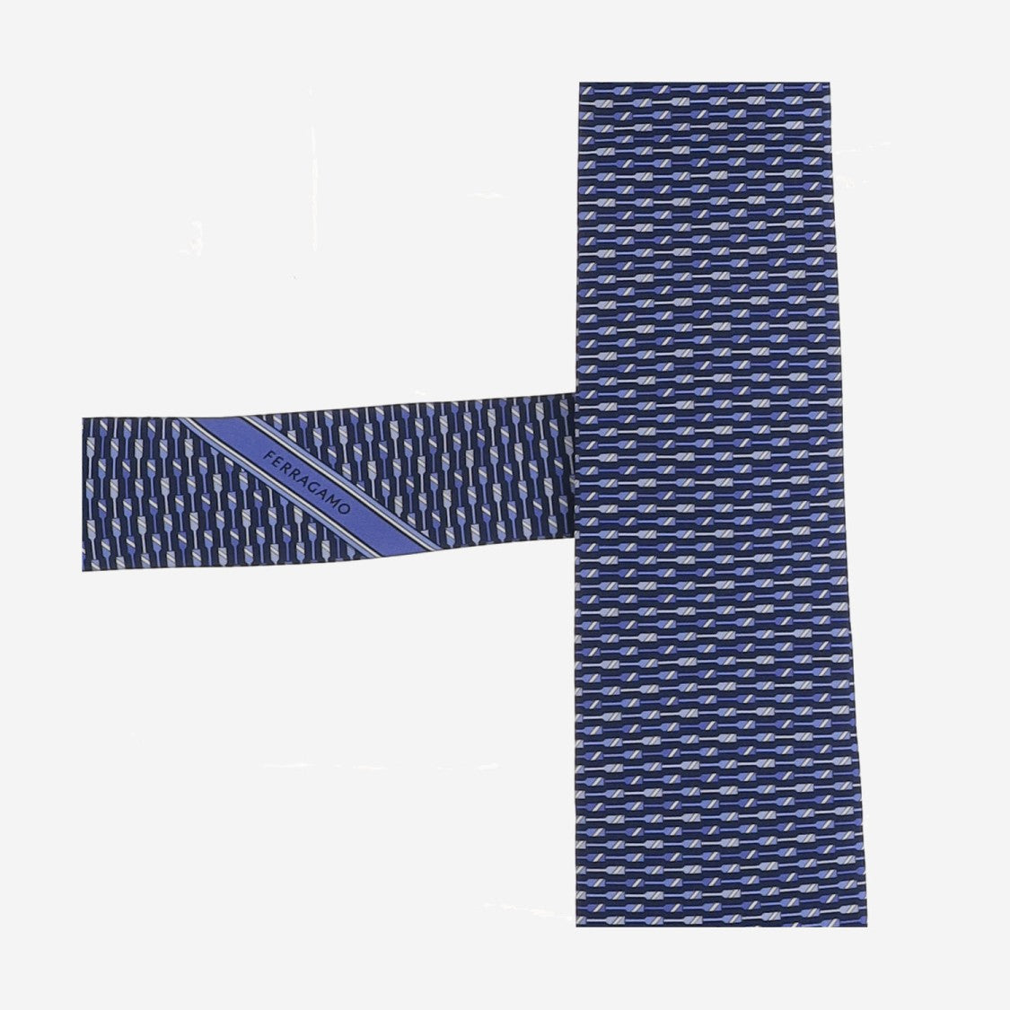 Salvatore Ferragamo Navy Patterned Silk Tie