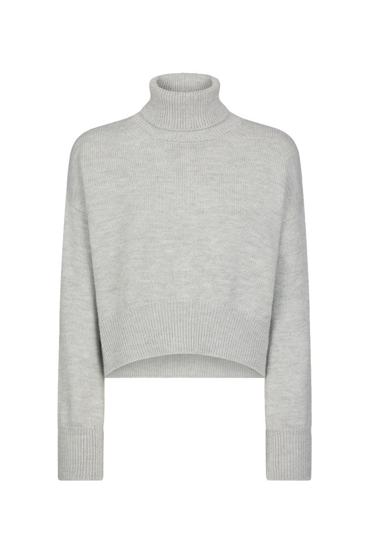 Dondup Cropped Grey Wool Sweater With High Neck