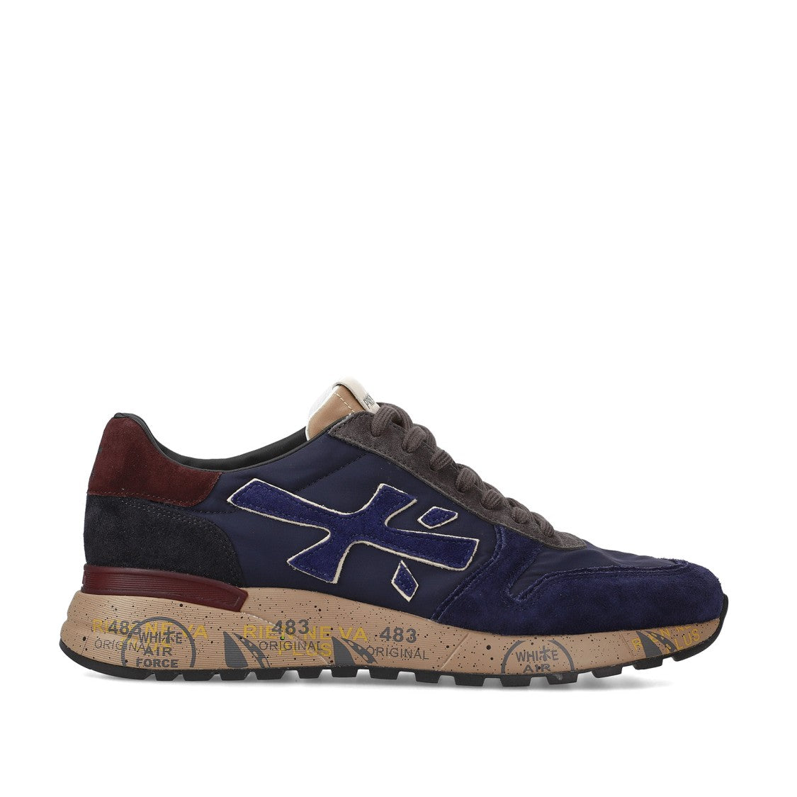 Premiata Mick Sneakers In Blue Suede And Technical Fabric