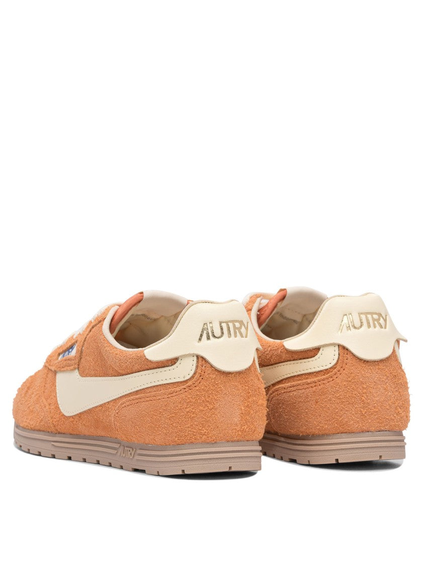Autry Warm Orange Suede And Leather Sneakers