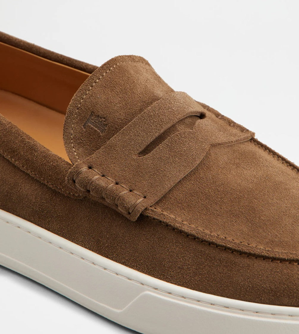 Tod's Light Brown Suede Penny Loafers