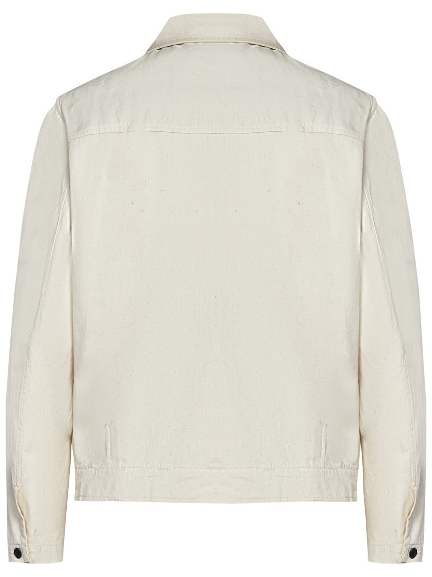 Low Brand Cream Denim Jacket With Classic Shirt Collar