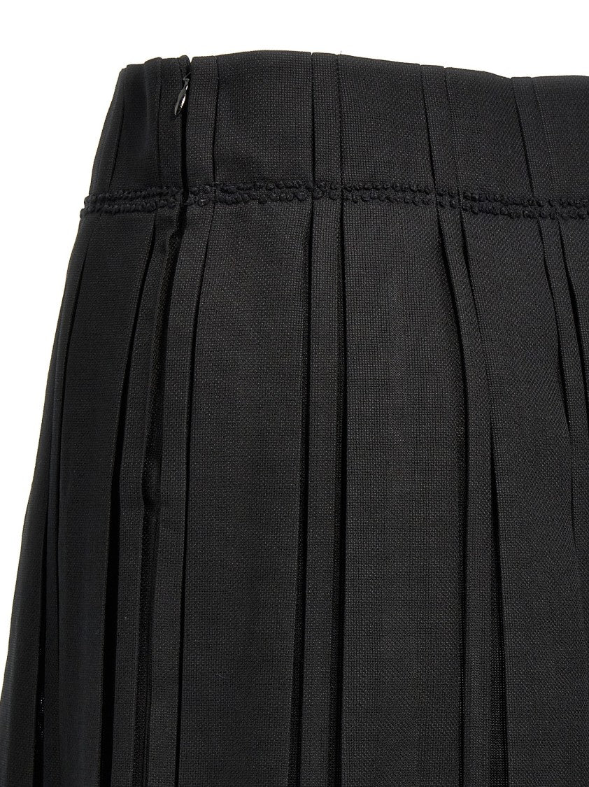 Jil Sander Midi Wool Canvas Skirt With Pleated Design