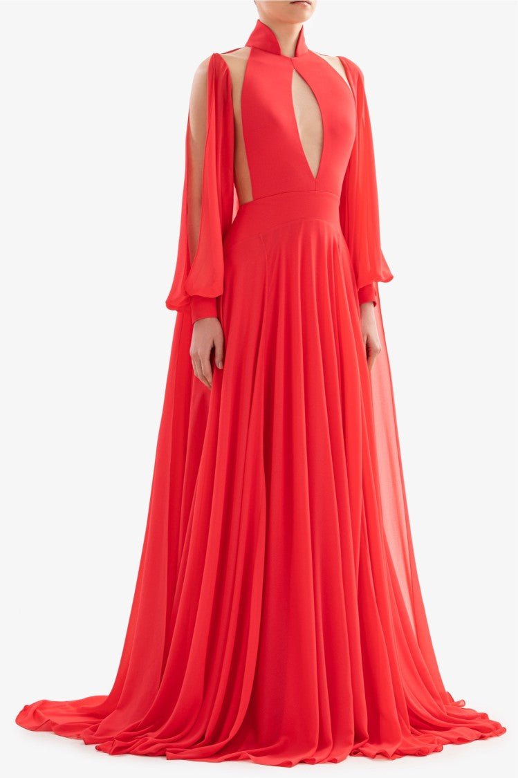 Saiid Kobeisy Crepe Georgette Long Dress