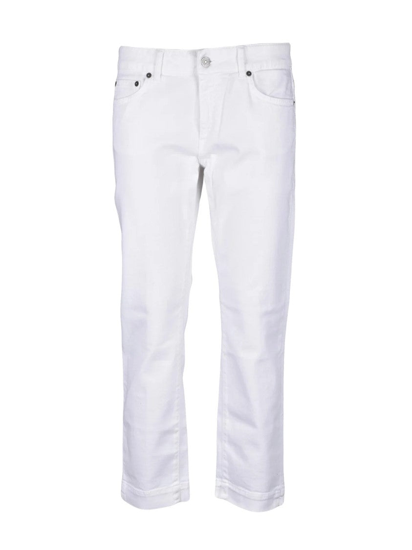 Dondup Rose White Mid-Rise Cone-Leg Stretch Cotton Jeans