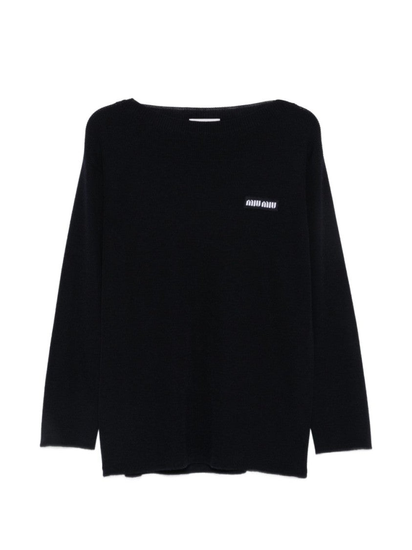 Miu Miu Black Straight Cut Subtle Logo Sweater