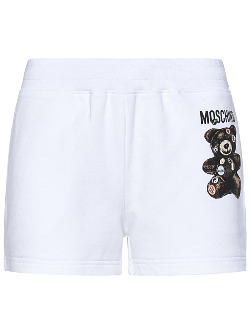 Moschino Organic Cotton Jersey Shorts With Playful Teddy Bear Design