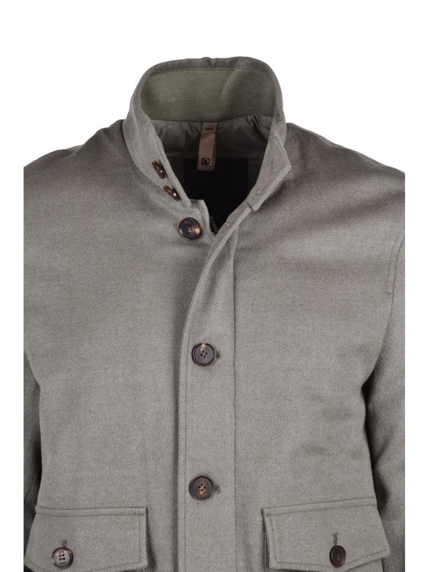 Duno Green Hybrid Quilted Wool-Blend Jacket