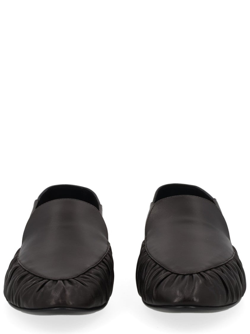 Saint Laurent Black Lambskin Alain Ruched Moccasins