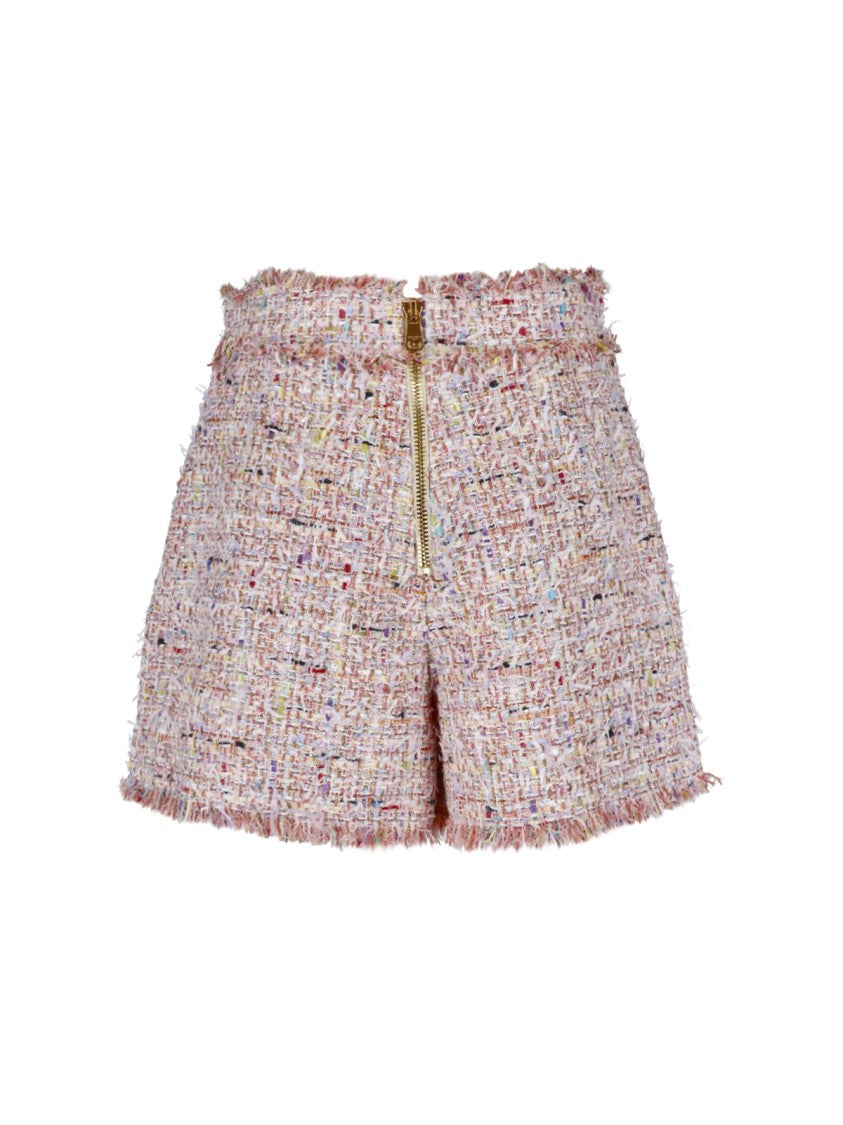 Balmain Multicolor High Waist Tweed Shorts