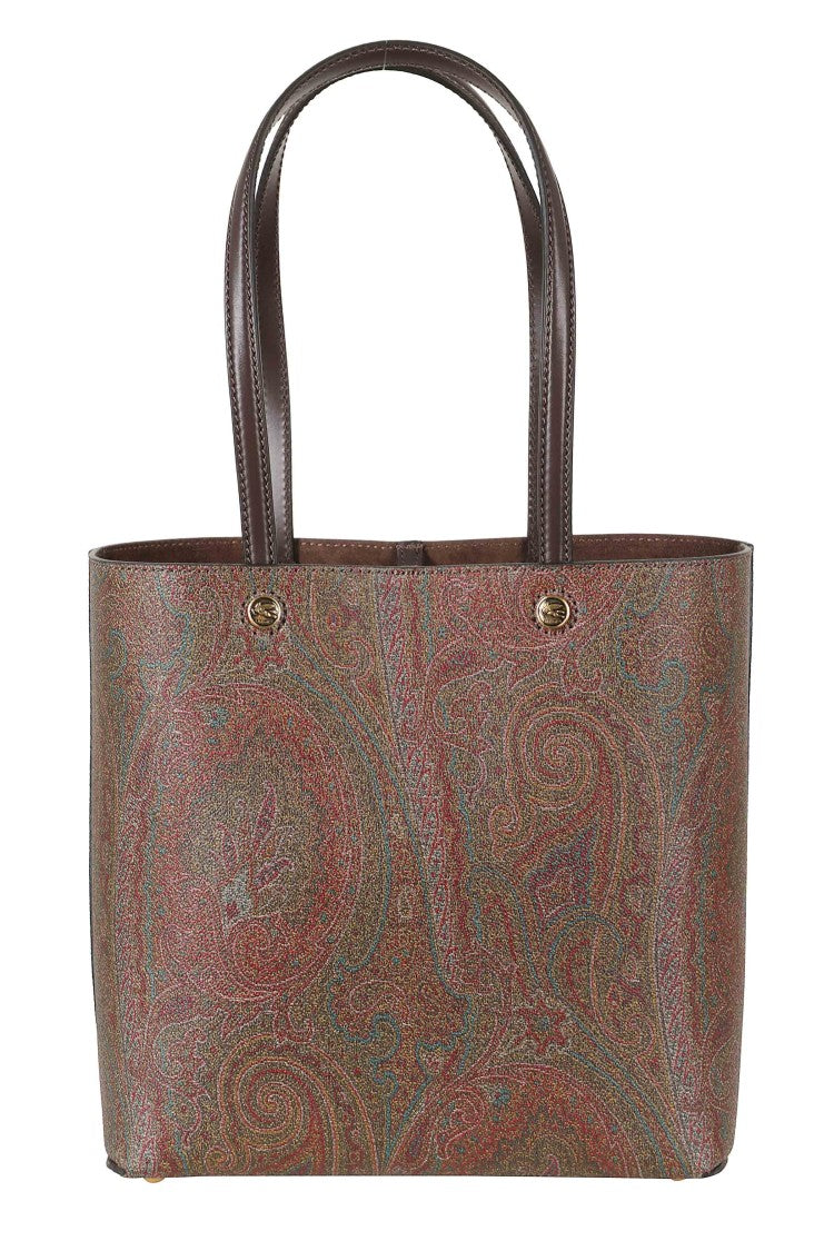 Etro Brown Shopping Essential Paisley Leather Tote Bag