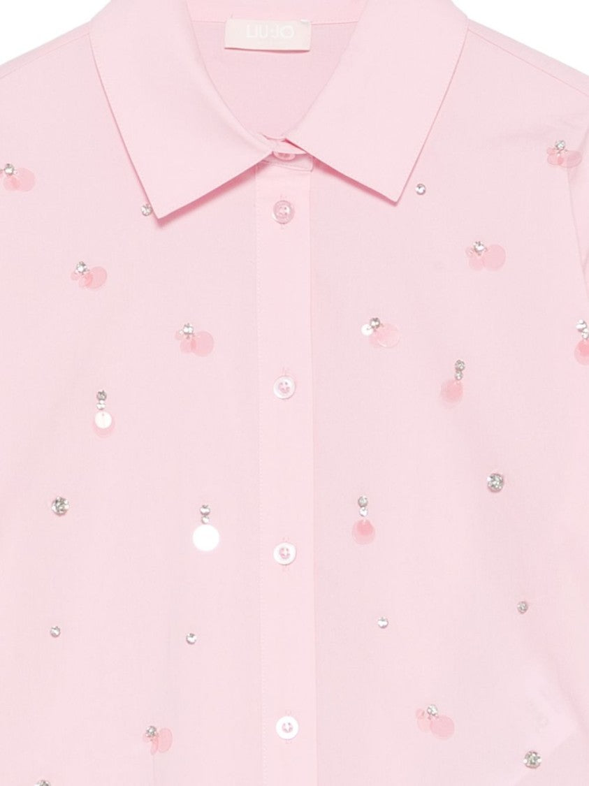 Liu Jo Light Pink Embellished Long-Sleeve Shirt