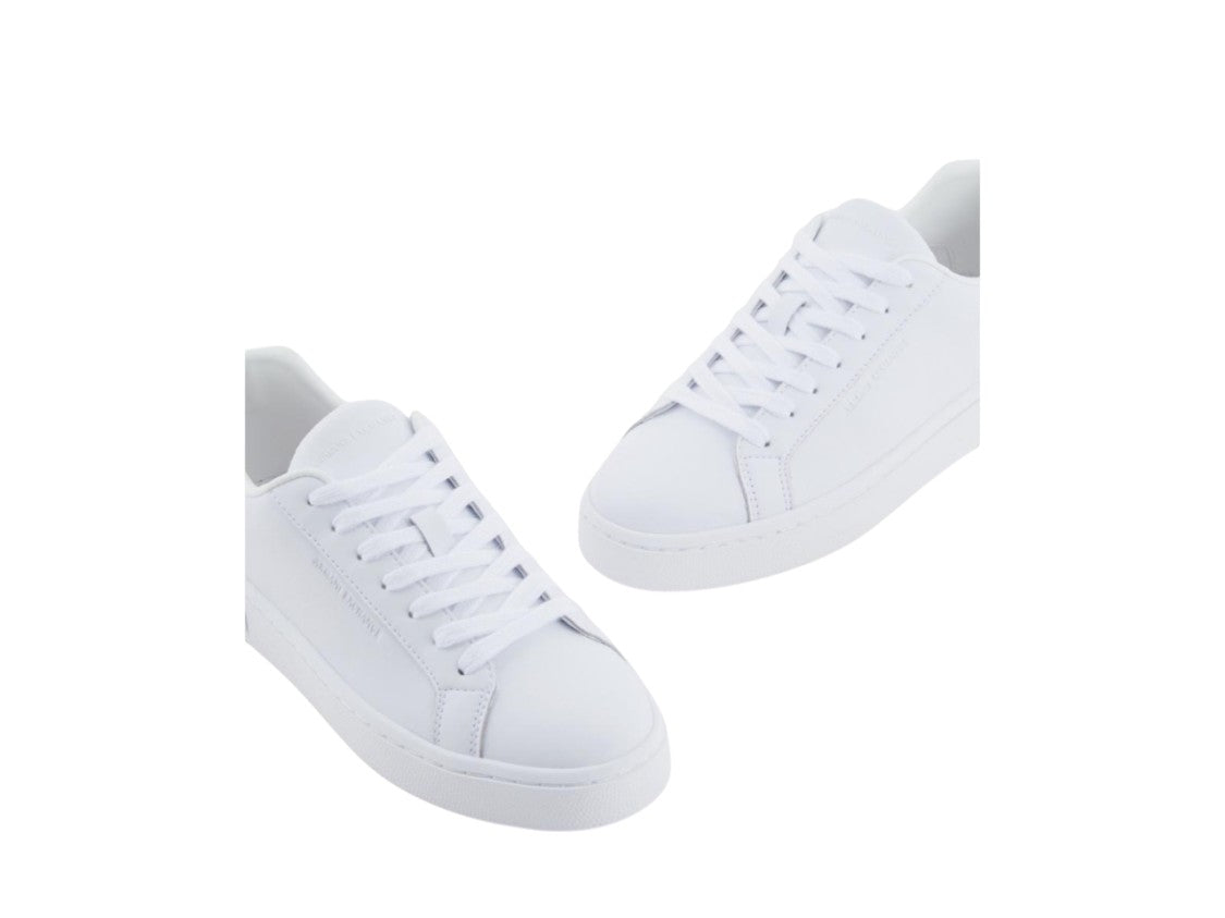 Armani Exchange Lace-Up Sneakers With Minimalist Design In Cowhide Leather