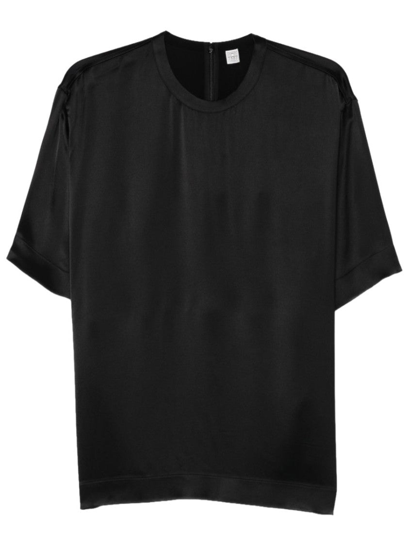 Totême Short-Sleeve Viscose Satin T-Shirt