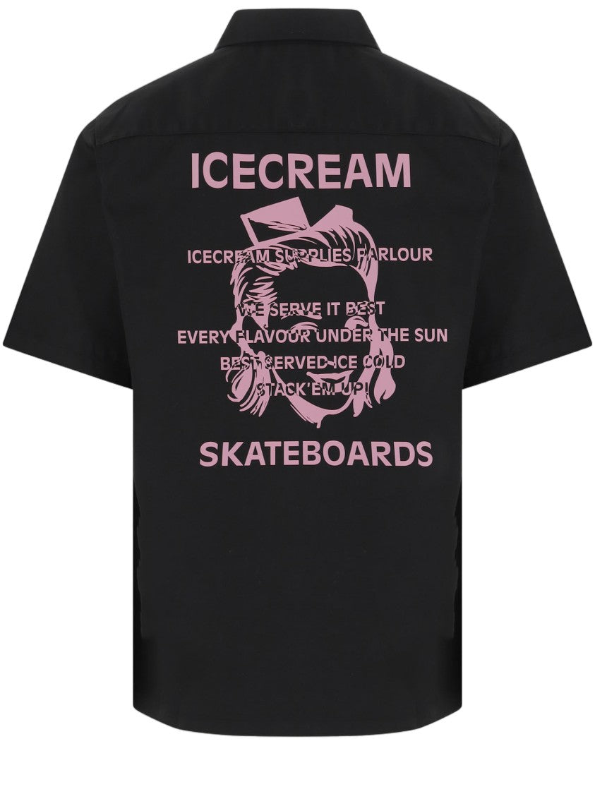 Icecream Short-Sleeved Half-Zip Shirt With Patch Pockets And Logo Details