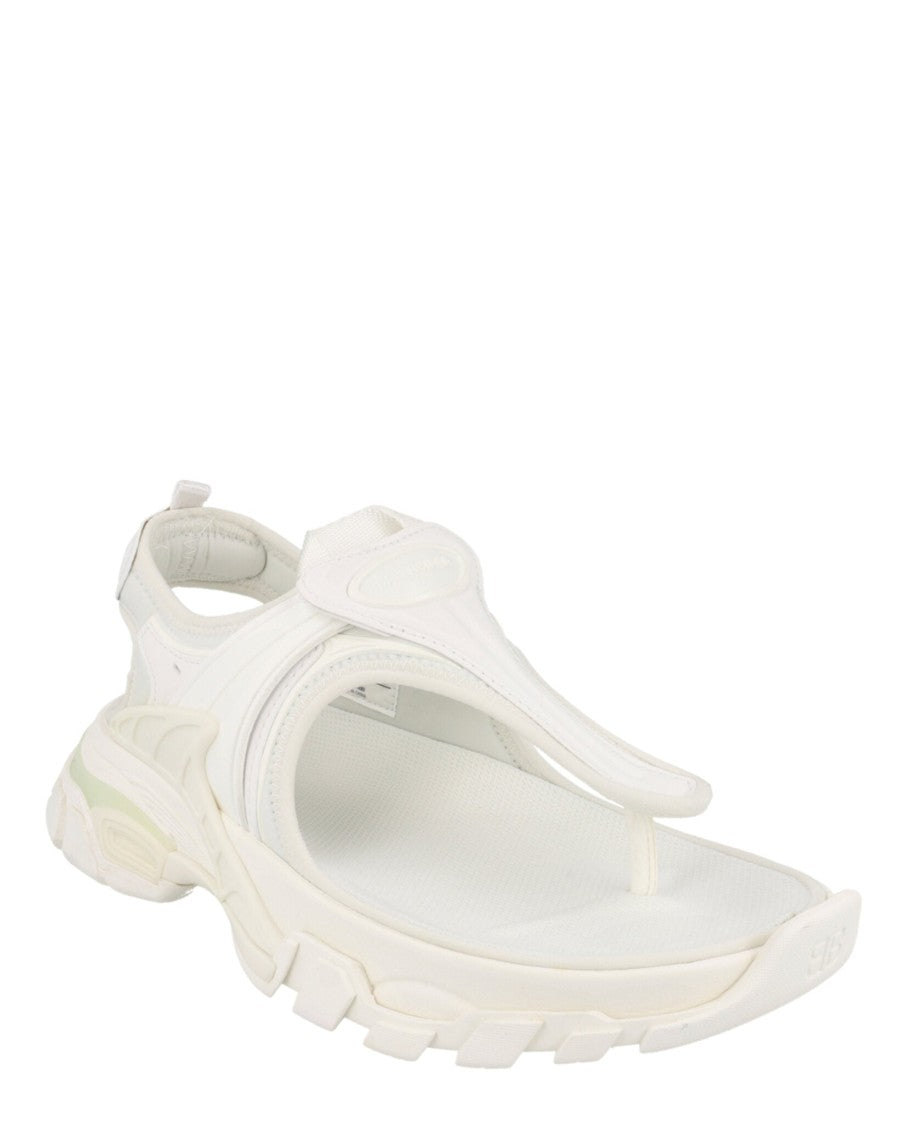 Balenciaga Tactical White Sandals With Block Heel And Embossed Logo