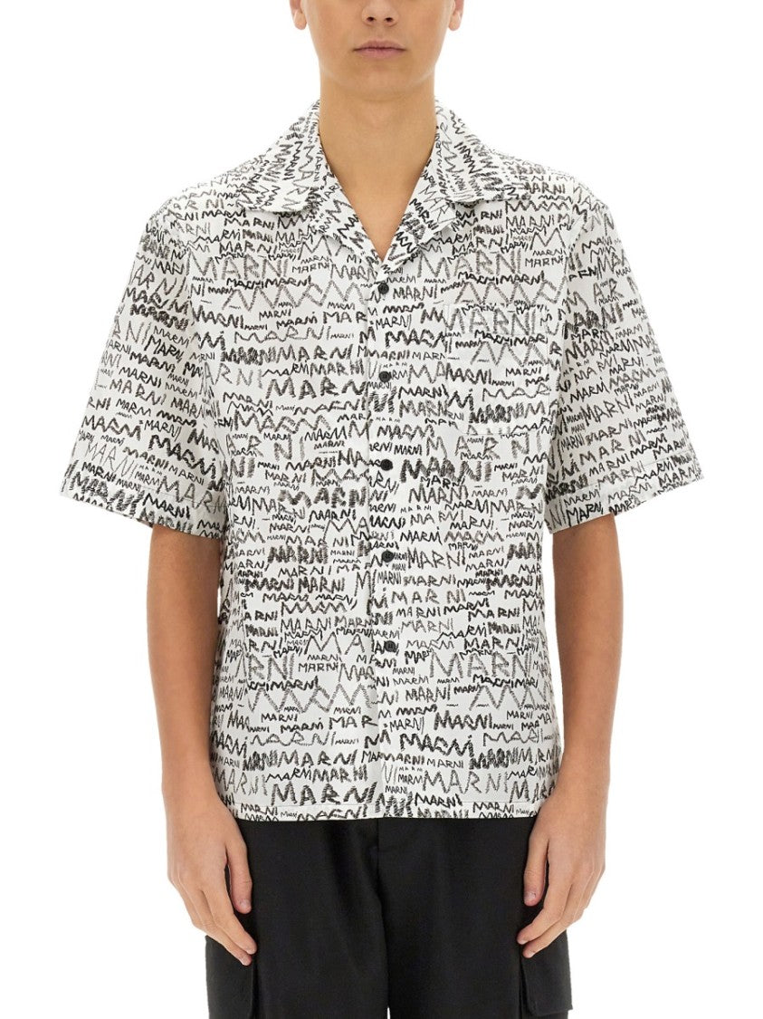 Marni Short-Sleeved Printed Cotton Shirt