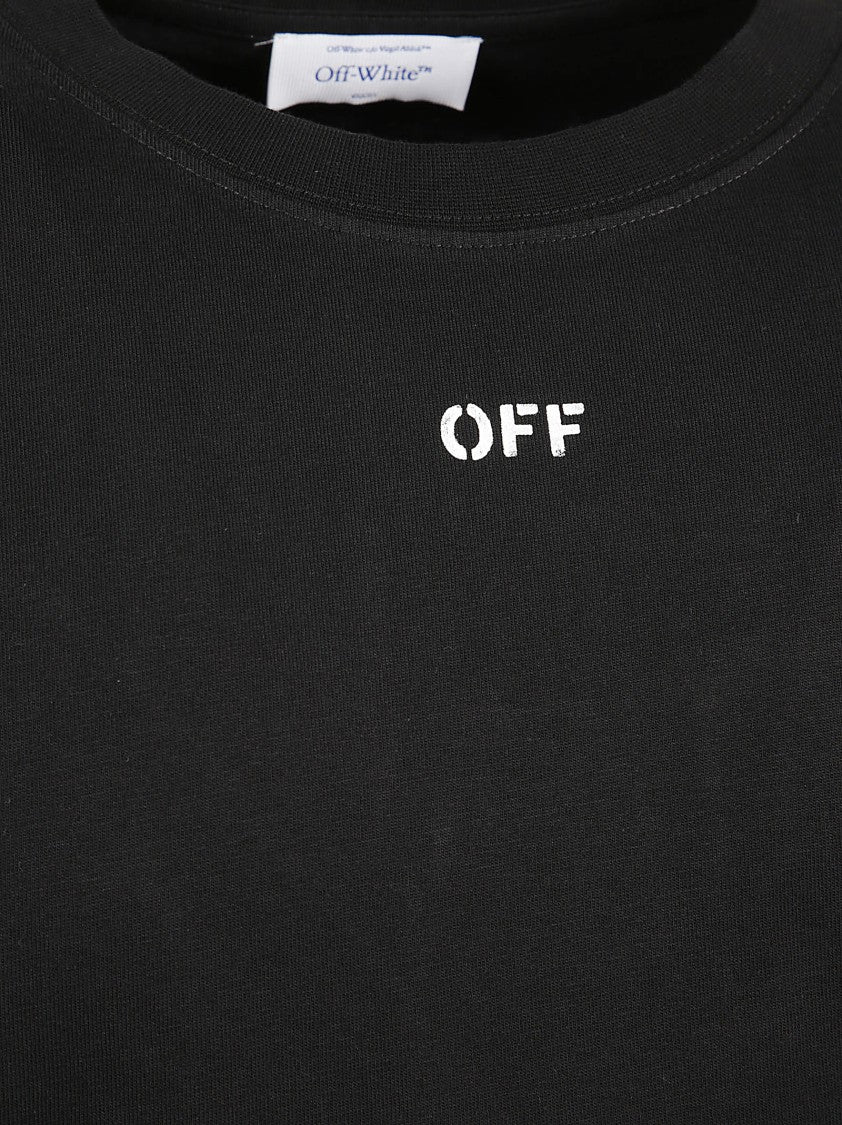 Off-White Cotton Jersey T-Shirt With Graphic Prints