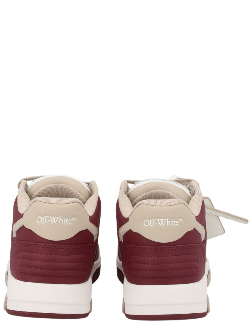 Off-White Bordeaux Low-Top Textured Leather Sneakers