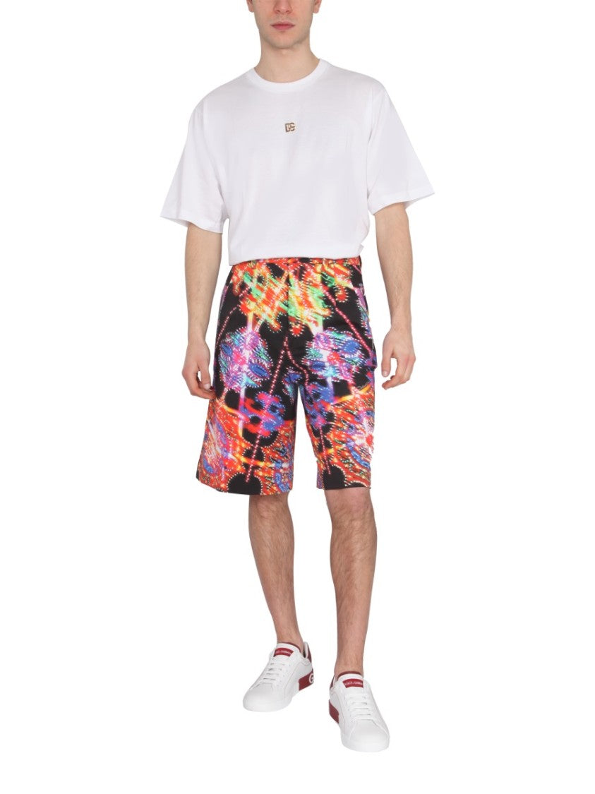 Dolce & Gabbana Bermuda Shorts With Vibrant Luminary-Inspired Print